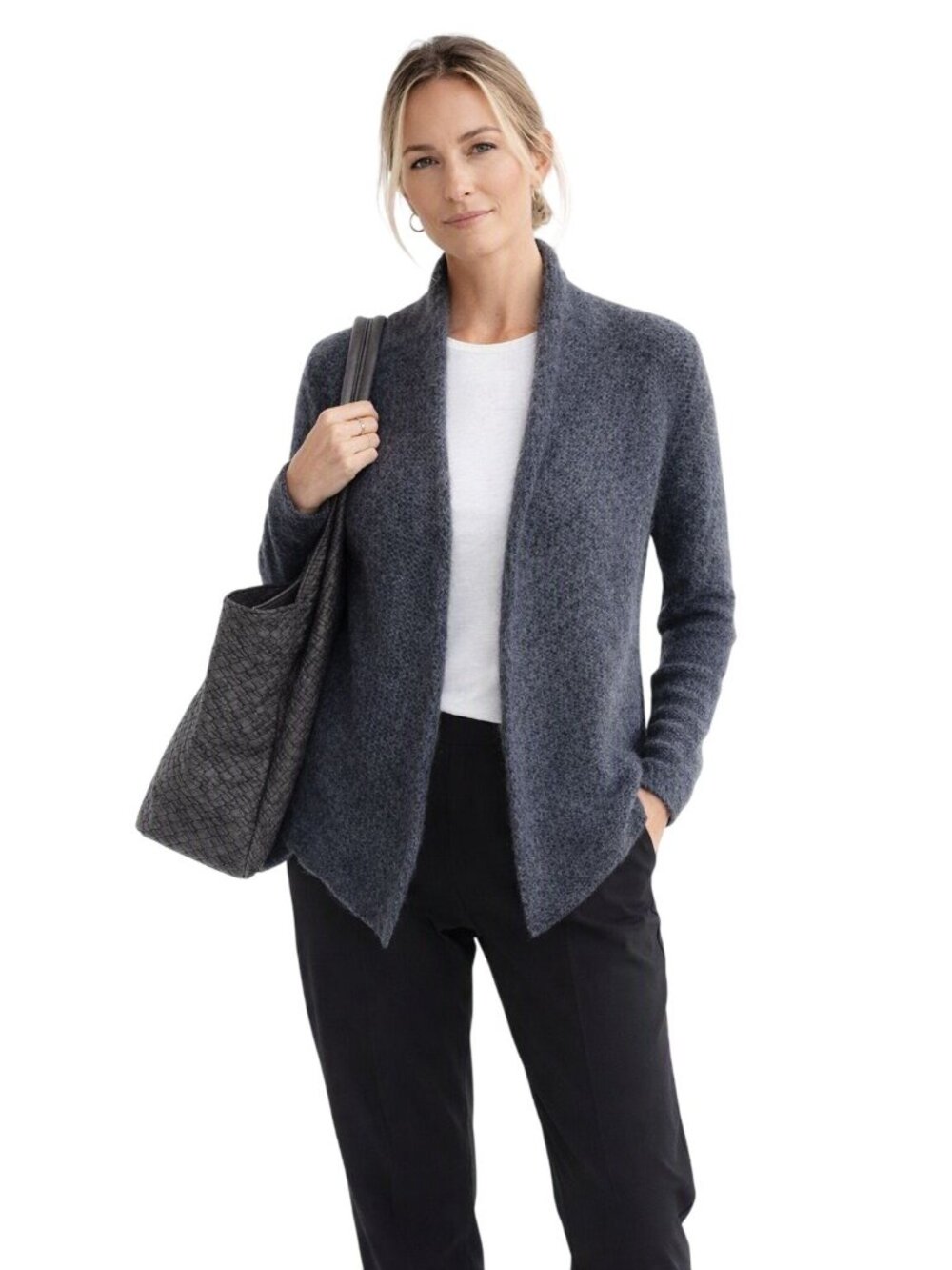 Petits Hauts Kid Mohair Open Cardigan Sweater Charcoal Gray S Sustainable Money